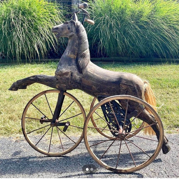 Vintage Horse Sculpture with Wheels
